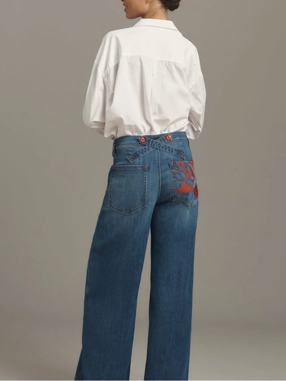 Pilcro Wide-Leg High-Rise Jeans in Blue Denim - Picture 2 of 3